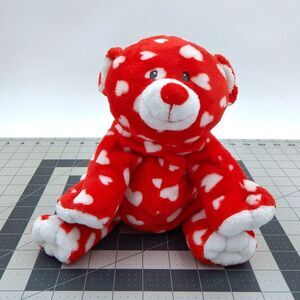 Ty Pluffies Dreamly Red White Heart Teddy Bear Plush Tylux Valentine 2011